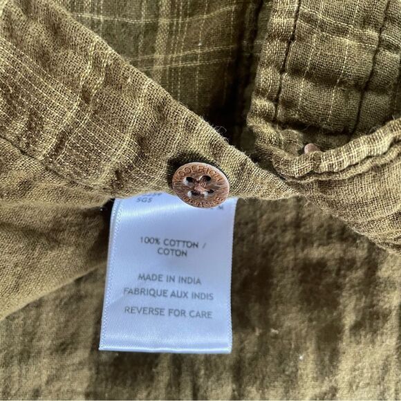 Woolrich Yellow Green Plaid Button Shirt Gauzey Cotton M - Picture 7 of 8